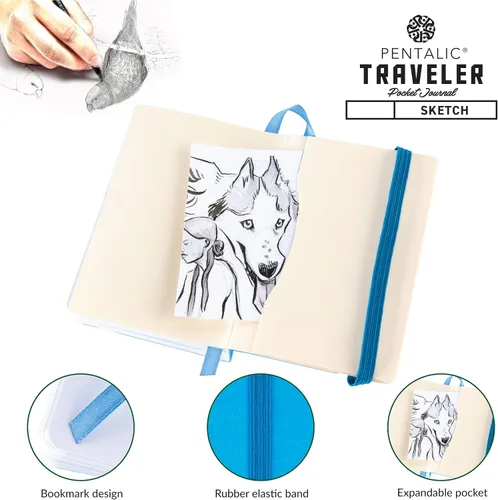 Vista 4 de Cuaderno de bocetos Travelers Dot Grid Pentalic Art, libre de ácidos