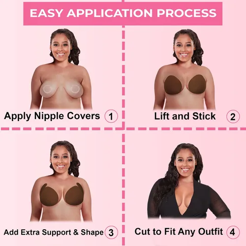 Vista 5 de Cinta de levantamiento de senos - 3 pares con cubiertas para pezones - Cinta para tetas - Cinta para tetas - Cinta para tetas
