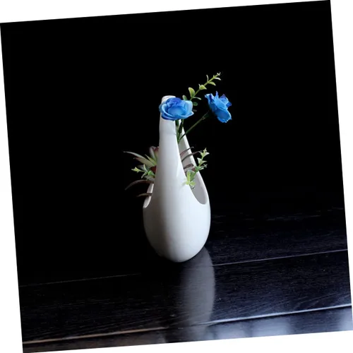 Vista 7 de GANAZONO 1 cesta colgante maceta de cerámica para oficina en casa, lavabo decorativo de porcelana para plantas carnosas, espacio de plantación más