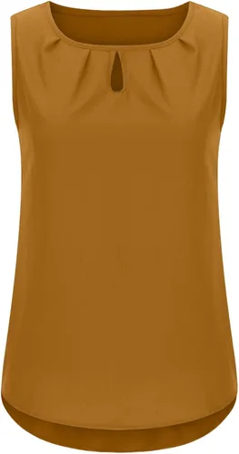 Vista 5 de Tops de Verano para Mujer, Camiseta Informal ahuecada de sólido, Chaleco sin Mangas,ajustada,camisola Cuello Redondo