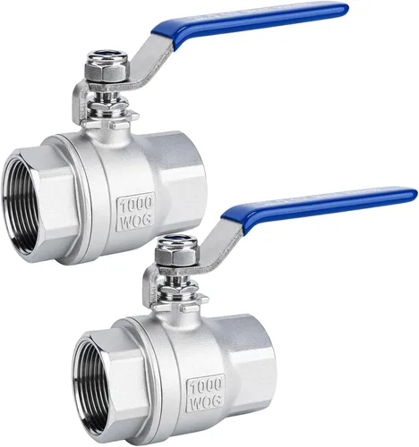 Vista 11 de 2 válvulas de bola de acero inoxidable 304, NPT hembra de puerto completo con mango de aislamiento de vinilo azul resistente (2, 1 pulgada)