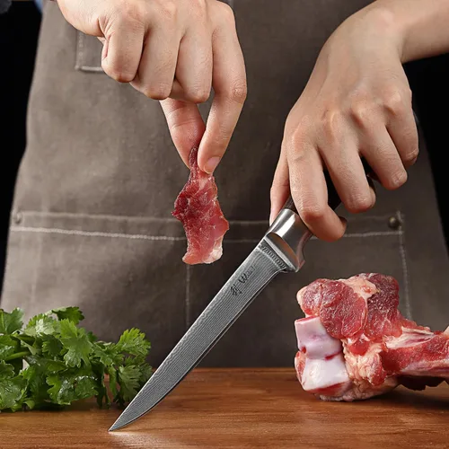 Vista 3 de Wakoli EDIB - Cuchillo deshuesador de damasco, hoja de precisión de 5.7 pulgadas, cuchillo de cocina profesional con núcleo VG10, mango ergonómico