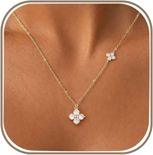 Vista 10 de Delicados collares de oro con trébol para mujer, a la moda, no se deslustra Colver 3