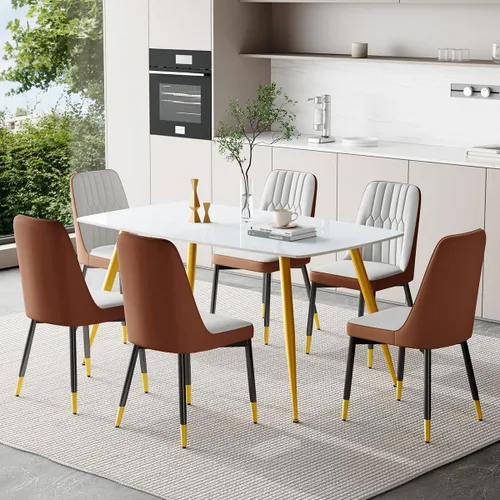 Vista 70 de Juego de 4 mesas de comedor negras para mesa de comedor de 4,50 pulgadas para 4, sillas de cocina de piedra sinterizada, fácil de montar, adecuado