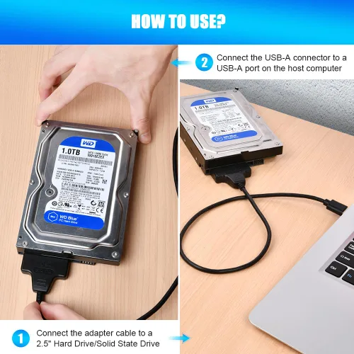 Vista 11 de Ainiv Cable adaptador USB 3.0 a SATA para unidades SSD HDD de 2,5