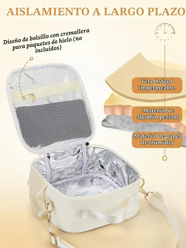 Vista 2 de Alphatool Bolsa de almuerzo aislada para niños con correa ajustable para Beige