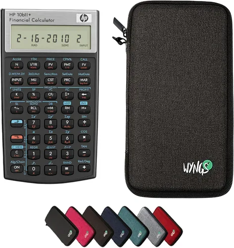 Vista 11 de HP 10B II Plus/Hewlett Packard 10BII+ Calculadora científica financiera + funda protectora WYNGS color negro