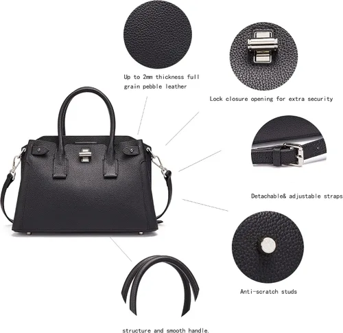 Vista 3 de Bolso de cuero para mujer, con asa superior media, con correas