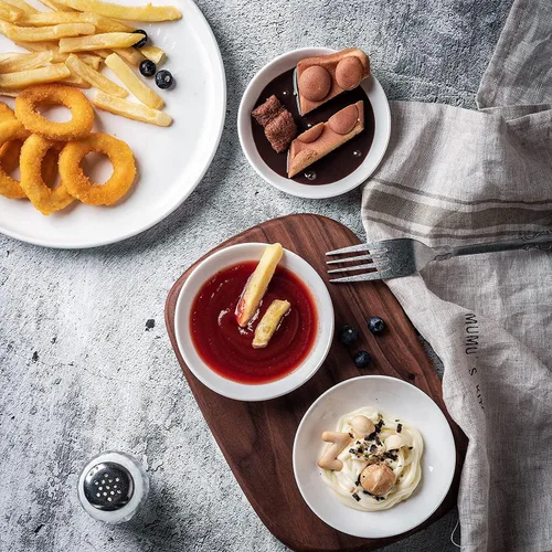 Vista 6 de Juego de platos de salsa de soja, platos irrompibles de melamina para condimentos para sushi, 1.5 onzas para servir pequeños platos de aperitivos