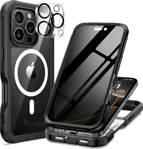 Vista 49 de seacosmo para iPhone Air Funda, Carcasa Completa con Protector de Privacidad de Vidrio Templado 9H Integrado y Protector de Lente de Cámara