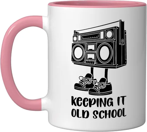 Vista 8 de Keeping It Old School 80s 90s Retro Cassette Radio Ceramic Mug, Orange/White, 11oz