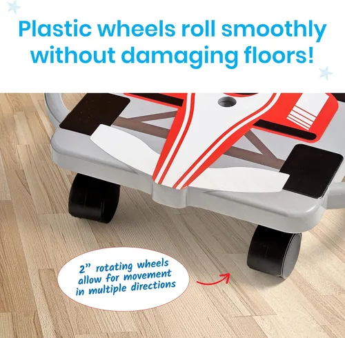 Vista 6 de hand2mind Patinete Rojo Speedway Racer, Patinete de Piso, Juguetes de Movimiento Grueso, Equipo de Ejercicio y Educación Física para Niños, Juguetes
