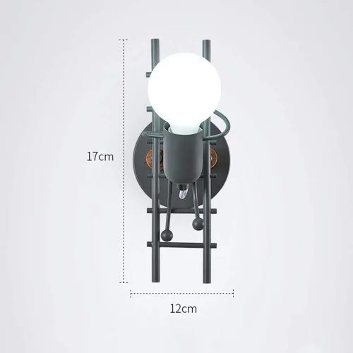 Vista 7 de Mengjay Humanoid - Lámpara de pared creativa para interiores, lámpara de pared moderna Art Deco Hierro E26 Base para dormitorio, habitación