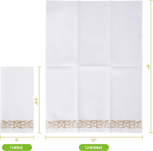 Vista 6 de Paquete de 200 toallas desechables para invitados, toallas de mano suaves y desechables, servilletas de baño decorativas para fiestas, cenas, bodas