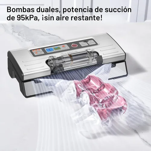 Vista 3 de Gasbye Máquina selladora al vacío de precisión de 95 kPa, doble sellado térmico para alimentos secos/húmedos, mango de fácil bloqueo, almacenamiento