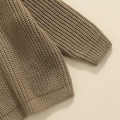 Vista 6 de Karwuiio - Suéter de punto para bebé, niña, niño, cuello redondo, manga larga, sudadera para otoño e invierno