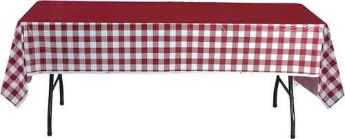 Vista 10 de Hammont Platos de postre desechables de 7 pulgadas, paquete de 50 platos de postre desechables de cuadros rojos y blancos para barbacoas, comidas al