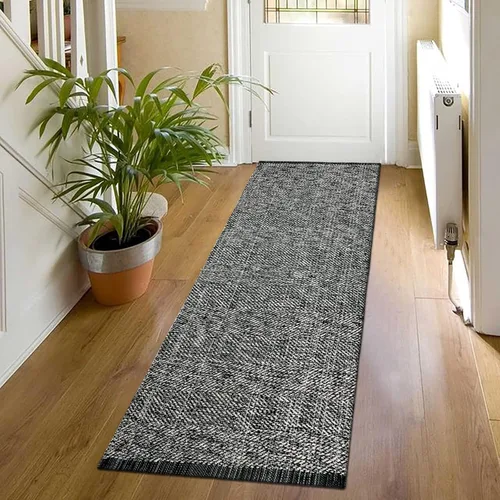 Vista 84 de LEEVAN Alfombra lavable para baño, alfombra tejida negra de 2 x 3 pies para entrada, alfombra de puerta delantera de algodón, alfombras pequeñas