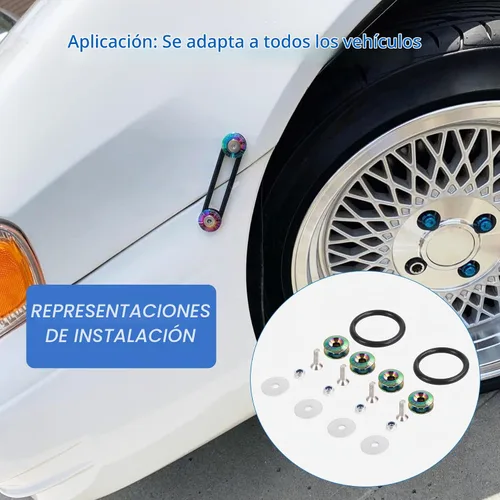 Vista 3 de Kit universal de sujetadores de liberación rápida Jmdspeed, para camiones, defensa, palanquilla, universal, CNC, Neo cromo