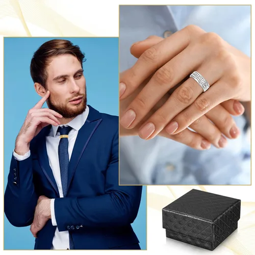 Vista 7 de 3 piezas de anillo de corbata para hombre, anillo de corbata para corbatas de cuello, accesorios con caja para regalo de joyería de boda