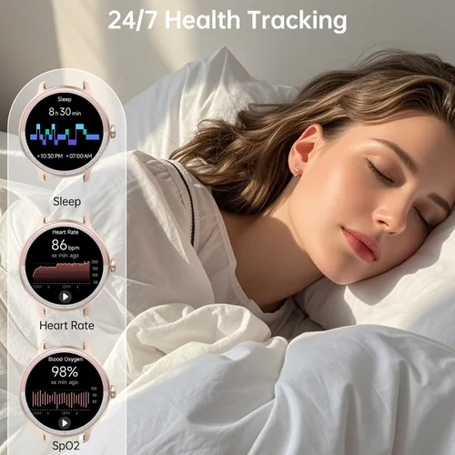 Vista 4 de Reloj inteligente para hombres y mujeres (respuesta/hacer llamadas), reloj inteligente con voz AI integrada, rastreador de fitness HD de 1.27