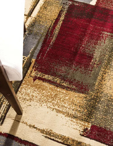 Vista 6 de Unique Loom Barista Collection - Alfombra de área Timor (2 pies 2 pulgadas x 3 pies 1 pulgada, ovalada, multicolor y rojo)