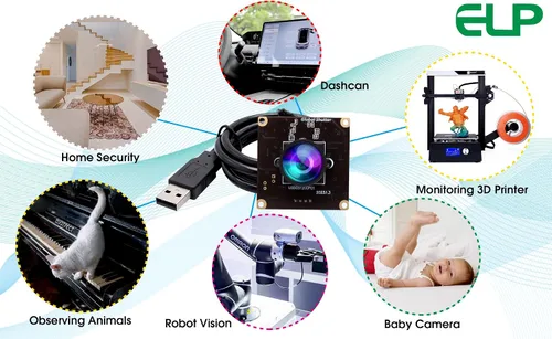 Vista 9 de ELP Global Shutter - Módulo de cámara USB de alta velocidad con lente gran angular para computadora 1080P Mini UVC USB2.0 Cámara web de marco alto