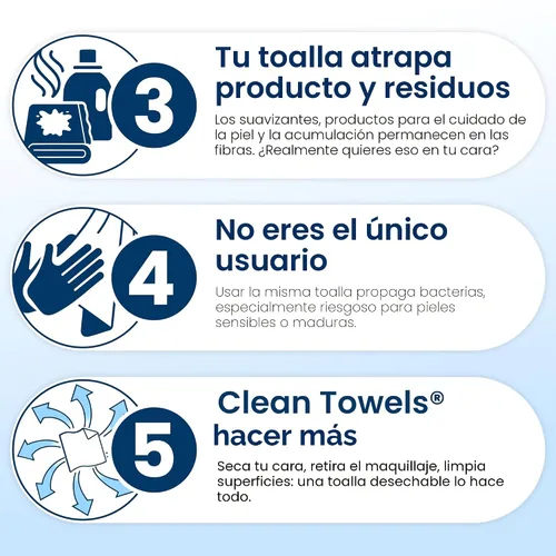 Vista 6 de Clean Skin Club Clean Towels XL®, toalla facial 100% biológica certificada por USDA, toallita facial desechable, aceptada por la Asociación