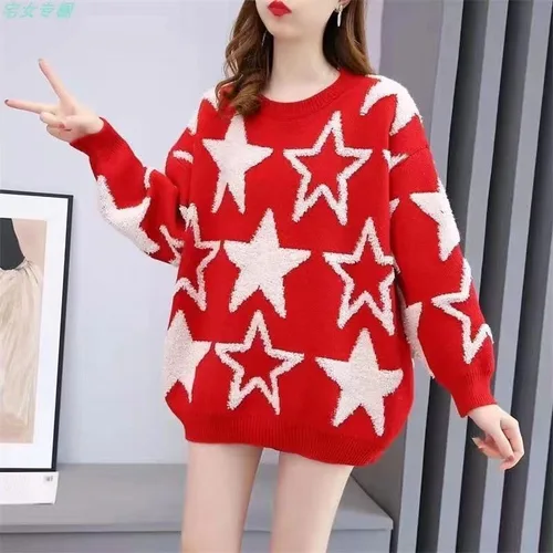 Vista 2 de CYee Y2K - Suéter holgado para niñas del centro de la ciudad, ropa de estrella gótica emo, ropa de hada, Grunge Alt, suéter vintage coqueta