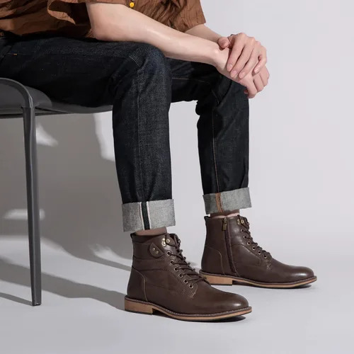 Vista 7 de Vostey Men's Motorcycle Boots Business Waterproof Ankle Boots Casual Oxford Boots for Men