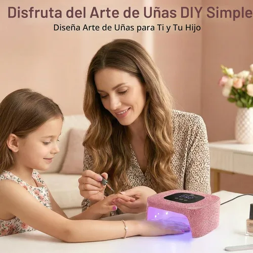 Vista 8 de 48W UV LED Nail Lamp Mini Nail Dryer for Gel Polish Pink Diamond