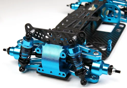 Vista 2 de TT-01 CNC Aluminio Fibra de Carbono Marco Chasis Actualización Componentes para 1/10 RC Car TT01 (azul)
