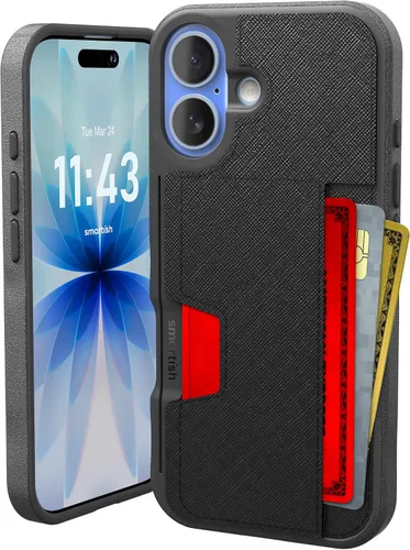 Vista 81 de Smartish Funda tipo cartera para iPhone 11 Pro - Wallet Slayer Vol. 2 [soporte protector delgado] tarjetero (seda) - Black Tie Affair Holds 3