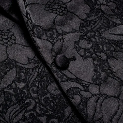 Vista 3 de Hi-Tie Chaqueta de traje para hombre, chaqueta de un botón, chal, solapa de manga larga, abrigo de vestir de diseñador para baile de graduación