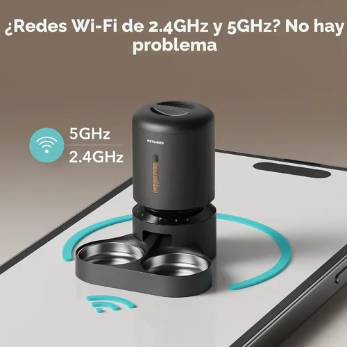 Vista 5 de PETLIBRO Comedero Automático para Gatos para 2 Gatos, Comederos WiFi 5G y 2.4G para Mascotas, Dispensador Programable de Comida para Gatos de 5L