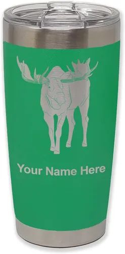 Vista 37 de LaserGram Vaso aislado al vacío de 20 onzas, alce, grabado personalizado incluido (negro)