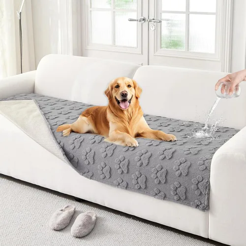 Vista 8 de Funda de sofá impermeable para perros, funda antideslizante para sofá seccional, gruesa, suave, lavable, para sofá de 3 cojines, apta para mascotas
