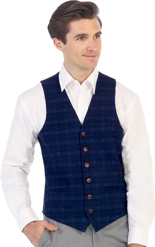 Vista 30 de Gioberti Chaleco de tweed formal de 6 botones para hombres