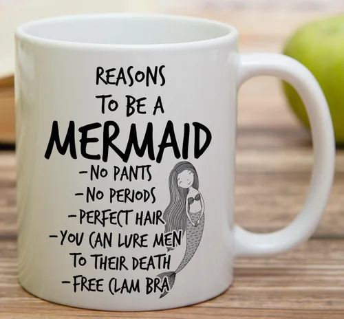 Vista 3 de Retreez Taza divertida – Reasons to be Mermaid - Tazas de café de cerámica de 11 onzas – Divertido, sarcasmo, sarcástico, motivacional, regalos