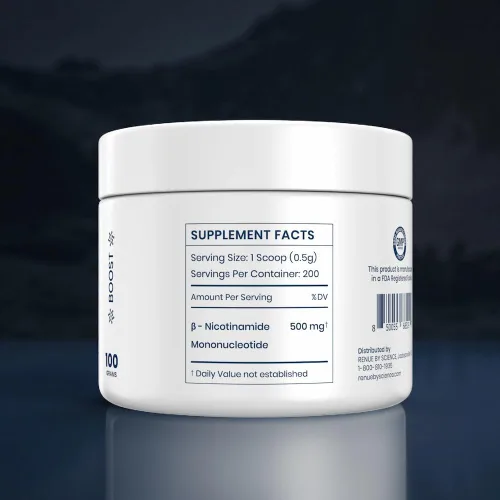 Vista 6 de Renue By Science NMN Powder Suplemento en polvo de disolución rápida de 3.53 oz 500 mg de mononucleótido de nicotinamida por porción Fabricado