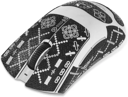 Vista 7 de immoenuc Adhesivos de cinta de agarre para mouse Razer Deathadder V4 Pro / V3 / V3 Pro Mouse antideslizante piel autoadhesiva, precortada, Blanco