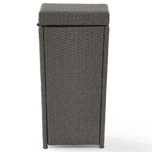 Vista 5 de Pemberly Row Cubo de basura de mimbre para patio, acabado gris desgastado, mimbre de resina resistente a los rayos UV con marco de acero duradero