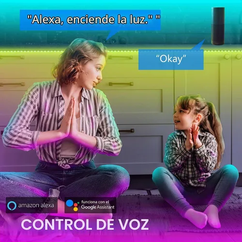 Vista 2 de GUPUP Tira de luces LED WiFi de 200 pies, compatible con Alexa y Google Assistant, 2 rollos de tira de luz LED RGB de 100 pies, cambio