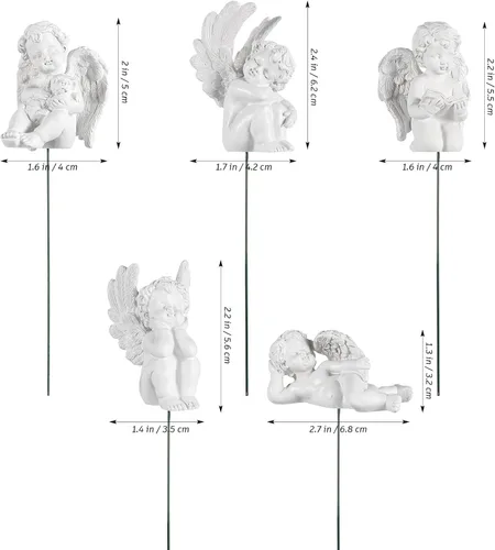 Vista 6 de Toyvian Estacas decorativas de jardín de ángeles, 5 piezas, resina en miniatura, estatua de ángel de Júpiter, escultura pequeña estatua
