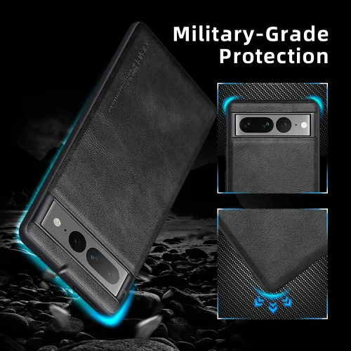 Vista 2 de X-level Funda para Google Pixel 7 Pro 5G, piel sintética de alta calidad, elegante, suave, TPU a prueba de golpes, funda protectora para Pixel 7 Pro