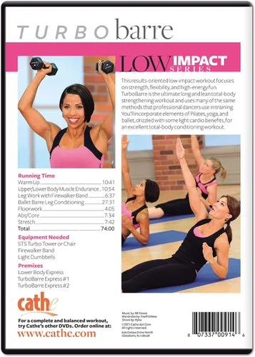 Vista 2 de Cathe Friedrich's Low Impact Turbo Barre Exercise DVD - Combina elementos de pilates, yoga y ballet, con un poco de cardio ligero - Devolp y esculpe