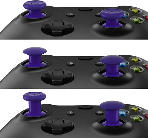 Vista 3 de eXtremeRate ThumbsGear Interchangeable Thumbstick for Xbox Controller - Improve Comfort - Purple 3 Height Domed & Concave Grips Ergonomic Adjustable
