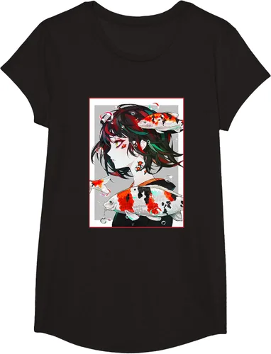 Vista 6 de Camiseta de anime anime japonés estético Otaku Negro