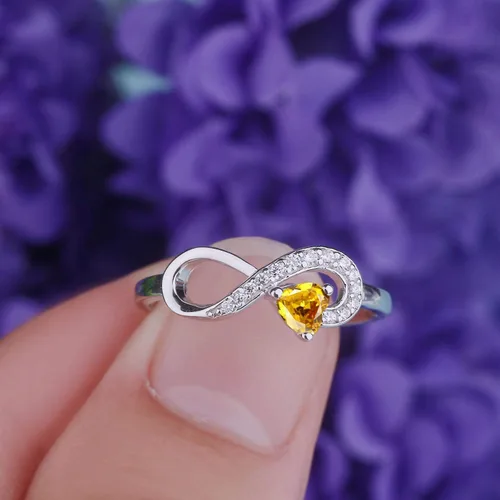 Vista 53 de Anillo Jo Wisdomo de compromiso. de plata esterlina, con corazón e infinito, anillo de amistad, para ella