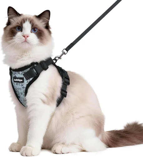 Vista 68 de rabbitgoo Cat Harness and Leash Set, Escape Proof Vest, XXS, Berry Pounce Soft Breathable Mesh, No-choke Adjustable Fit, Snap Buckles, Sturdy